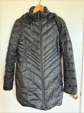 Lands End Women's Black Quilted Hooded Puffer Coat